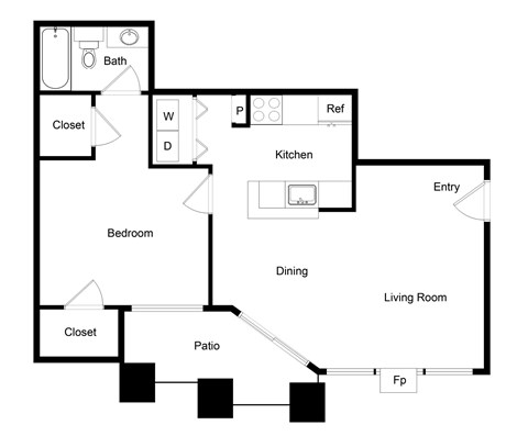 Palencia Apartments in Dallas, Texas One Bedroom Floor Plan